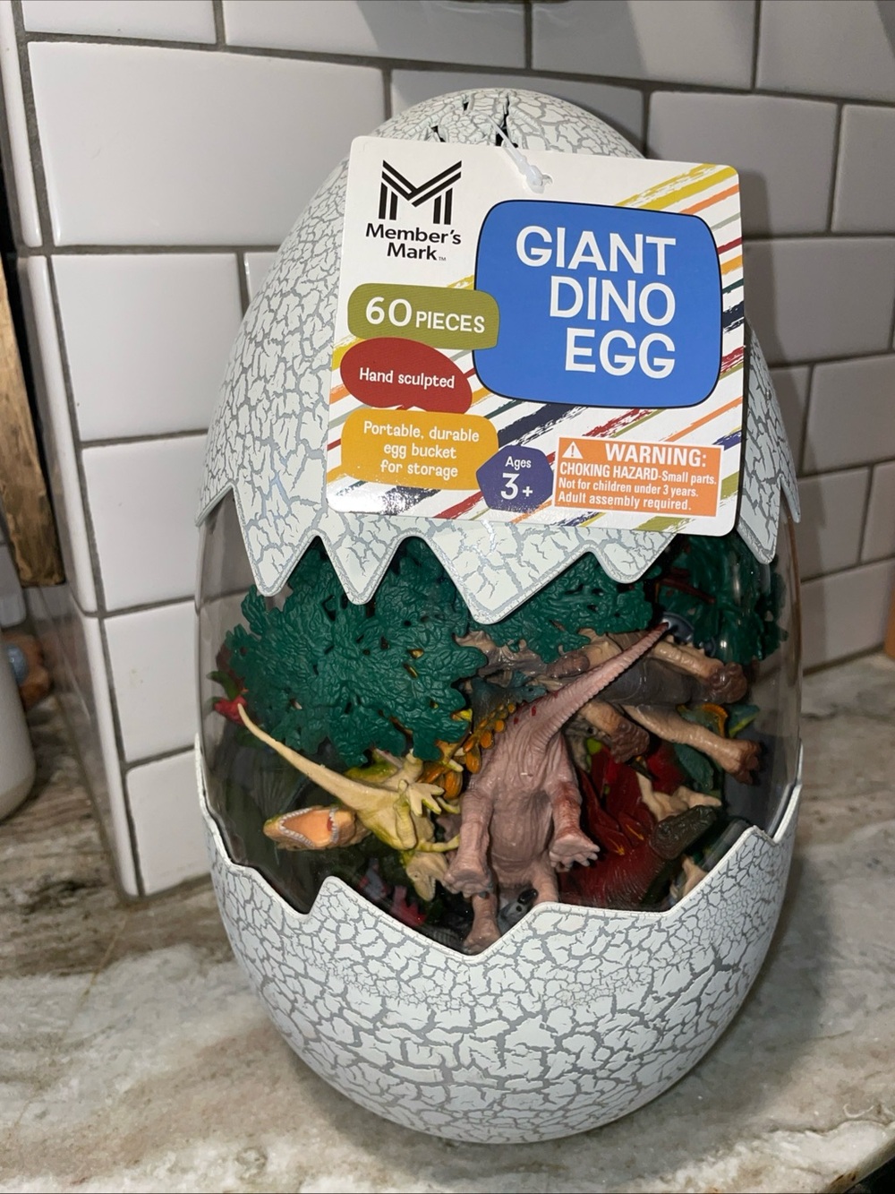 Member's Mark Giant Dinosaur Egg Toy Filled Bucket 60 Piece Set - New - Ages 3+